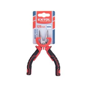   hajlított csőrű fogó, mini; 125 mm, kétszínű műanyag nyél, rugós