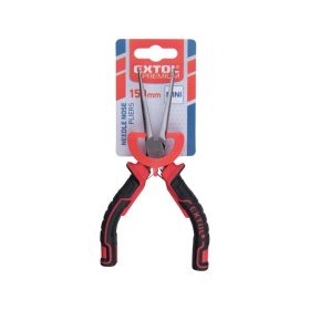   hosszú csőrű fogó, mini; 150 mm, kétszínű műanyag nyél, rugós