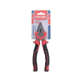   kombinált fogó, 180mm, duál  vörös/fekete, TPR nyél, akasztós szerszámtartó