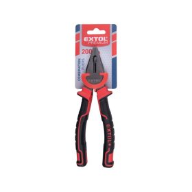   kombinált fogó, 200mm, duál  vörös/fekete, TPR nyél, akasztós szerszámtartó