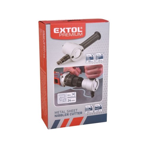 fúrógéppel hajtható mechanikus lemezvágó/lyukasztó fej, max. 2 mm lemezekhez