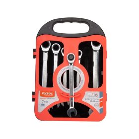   csuklós racsnis csillag-villás kulcs klt. 7db; 8-10-12-13-14-17-19mm CrV. 72 foggal, 1 irányú forgás