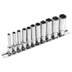   hosszított Multi Lock dugófej klt. ; 1/4", 11db 4, 5, 5.5, 6, 7, 8, 9, 10, 11, 12, 13mm, tartó sínen