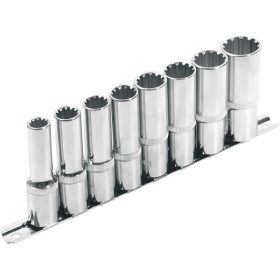  hosszított Multi Lock dugófej klt. ; 1/2", 8db 10, 12, 13, 14, 16, 17, 19, 22mm, tartó sínen