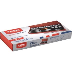   dugókulcs klt., CV., racsnis 45fog ; 1/2" 24db, 10-32mm, fém doboz