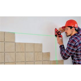   lézeres vízszintező, (csempelézer, derékszöglézer) ZÖLD, 2H (2 horizontális), akkus, vákuumos talppal