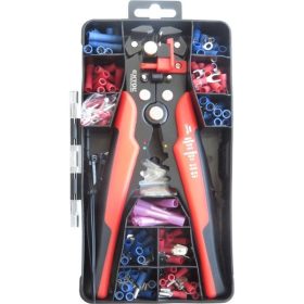   vezeték csupaszító (blankoló) és krimpelő fogó klt., 231 db, automata: 0,2-6 mm2, 205mm, CR12MoV