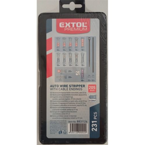 vezeték csupaszító (blankoló) és krimpelő fogó klt., 231 db, automata: 0,2-6 mm2, 205mm, CR12MoV