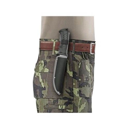 vadász- és túrakés, 3CR13 rozsdamentes acél penge, műanyag nyél, nylon tok, teljes/penge hossz: 270mm/145mm