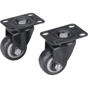   készülékgörgő 2 db, önbeálló, fekete PVC, golyóscsapággyal, 40mm, max. teherbírás: 30 kg/db