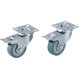   készülékgörgő 2 db, önbeálló, rögzítőfékkel, szürke gumi, 50mm, golyóscsapággyal, max. teherbírás: 27 kg/db