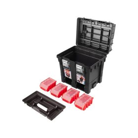   szerszámosláda profi erős, műanyag 440×350×440mm, fémcsatos, tálcával, lakatolható