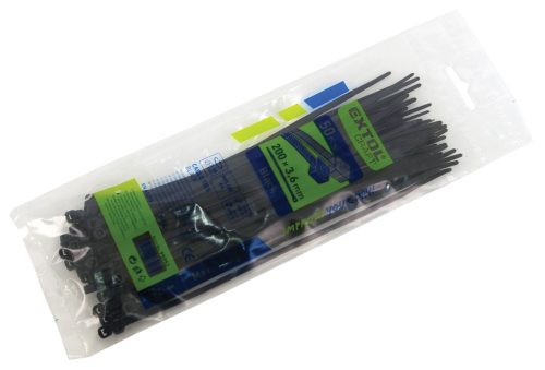 kábelkötegelő 7,6×500mm 50db, fekete nylon; UV-, sav- és lúgálló