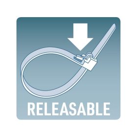   kábelkötegelő 7,2×300 mm 100db, többször használható (oldható) fekete nylon; UV-, sav- és lúgálló