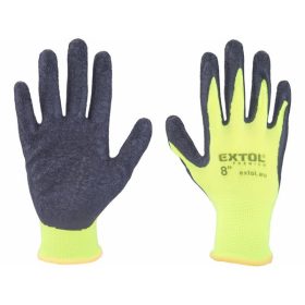   kötött kesztyű nylon, varrat nélküli, méret  8' latexbe mártott teny. és ujjhegy, gumírozott mandzsetta