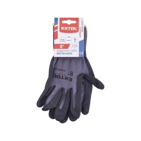   Kötött kesztyű nylon-Spandex, varrat nélküli, méret: 8' nitrilbe mártott teny. és ujjhegy, gumírozott mandzsetta