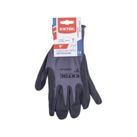   Kötött kesztyű nylon-Spandex, varrat nélküli, méret: 9' nitrilbe mártott teny. és ujjhegy, gumírozott mandzsetta