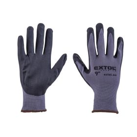   Kötött kesztyű nylon-Spandex, varrat nélküli, méret: 9' nitrilbe mártott teny. és ujjhegy, gumírozott mandzsetta