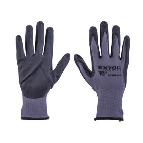   Kötött kesztyű nylon-Spandex, varrat nélküli, méret: 10' nitrilbe mártott teny. és ujjhegy, gumírozott mandzsetta