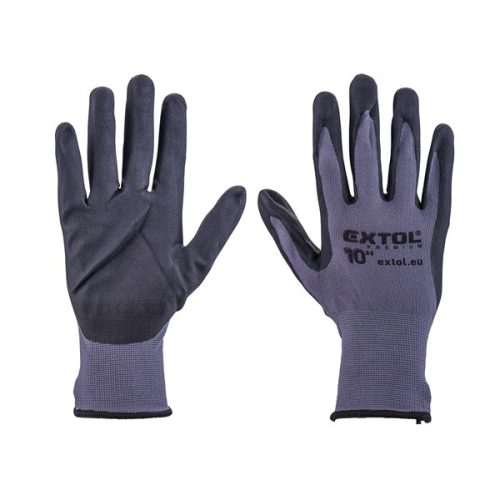 Kötött kesztyű nylon-Spandex, varrat nélküli, méret: 10' nitrilbe mártott teny. és ujjhegy, gumírozott mandzsetta