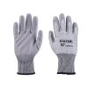 vágásbiztos kötött kesztyű, méret 9", poliuretánba mártott tenyér és újhegy, gumírozott mandzsetta