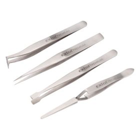   csipesz klt. 4 db, CrNiMn rozsdamentes és saválló acél 201, enyhén mágneses, keménység: HRC 30