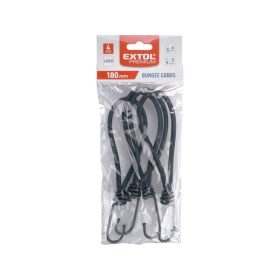   leszorító gumipók klt. 4 db, 18 cm × 6 mm, kampóval, erős Latex gumi, takaróponyva rögzítéséhez