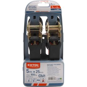   rakományrögzítő gurtni, 2db, kampós, max. 800kg; 5m×25mm, EN12195-2,TÜV/GS