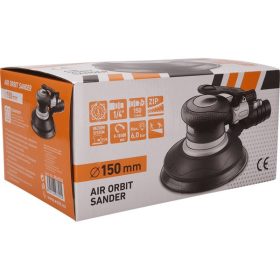   pneumatikus rotációs csiszoló, 150mm, excentricitás: 5mm; 10.500 1/min, 150l/min, 6 Bar, 1/4" tömlőcsatlakozó, 0,96 kg