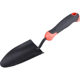   kerti lapát/ásó fém, széles, fogazott szélű, 32 cm, műanyag/TPR nyél