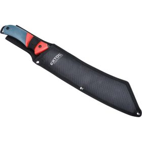   bozótvágó kés (machete), teljes/penge hossz: 400/265mm, ívelt rozsdamentes acél penge, PP+TPR nyél, nylon tok
