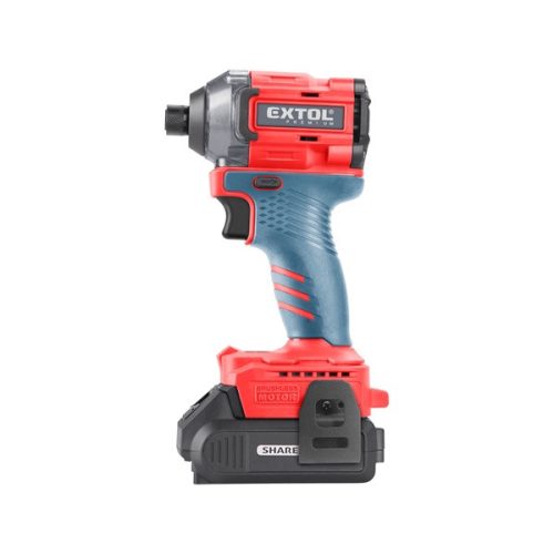 akkus ütvecsavarozó, Share20V, szénkefementes, 1/4" hatszög, Li-ion; 20V akku: 2 Ah, töltő, 230 Nm