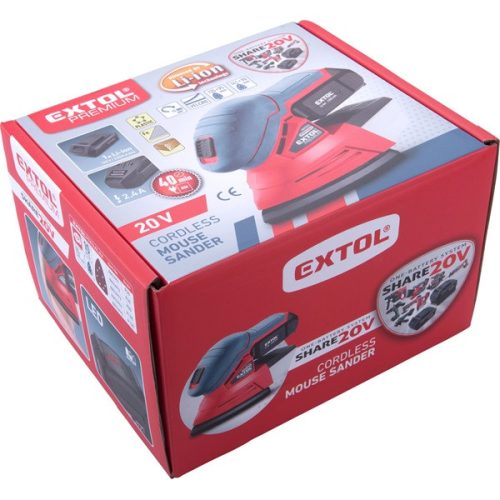 akkus delta csiszoló, Share20V, 20V, Li-ion, 1db akku, 1db töltő, 2000 mAh, 123×95 mm, ford.: 11.000 f/perc