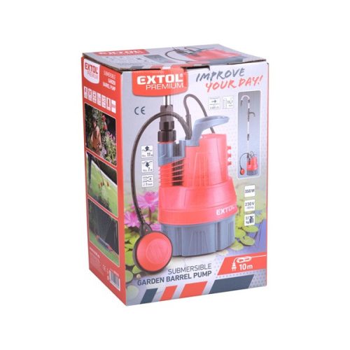 esővíz (hordóürítő) szivattyú tiszta vízhez, úszókapcsolóval, 350W, szállító teljesítmény: 5m3/h, max. száll. 11 m