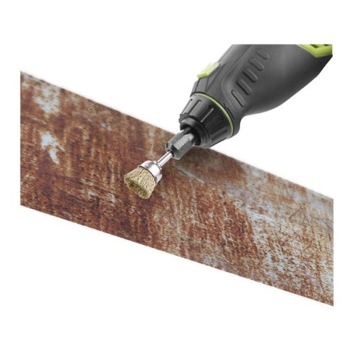 mini drótcsiszoló klt. 3,2 mm befogás, 45 db, 3 féle fazékkefe fejforma, rezezett acélszál