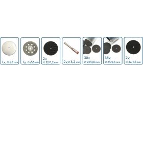   mini vágó- és daraboló klt. 3,2 mm befogás, 74 db, 6 féle vágófej