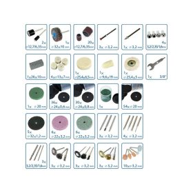   mini köszörű-, csiszoló- és polírozó klt. 3,2 mm befogás, 208 db