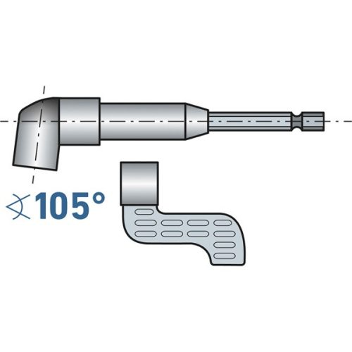 hosszabbító szár BIT-ekhez, L-alakú (105°) 1/4"×140 mm; mágneses (sarokcsavarozó adapter)