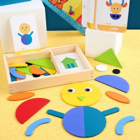   Mágneses tangram fajáték angol kártyákkal, közép szint