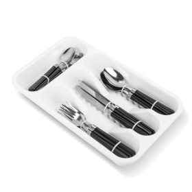   Evőeszköz készlet tartóval - fekete - 16 részes - 32,7 x 19,5 x 4,7 cm