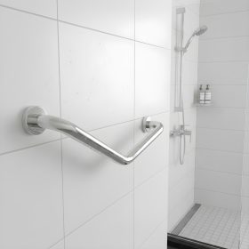   Fürdőszobai kapaszkodó - 45°-ban hajlított - rozsdamentes acél - krómozott - 25 + 25 cm