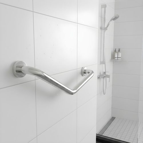 Fürdőszobai kapaszkodó - 45°-ban hajlított - rozsdamentes acél - krómozott - 25 + 25 cm