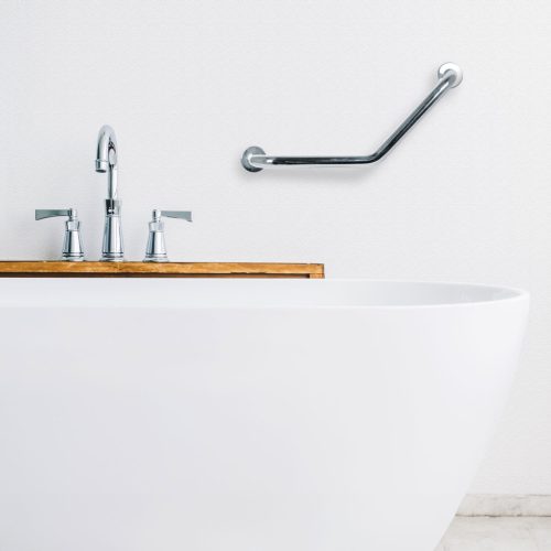 Fürdőszobai kapaszkodó - 45°-ban hajlított - rozsdamentes acél - krómozott - 25 + 25 cm