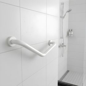   Fürdőszobai kapaszkodó - 45°-ban hajlított - rozsdamentes acél - fehér - 25 + 25 cm