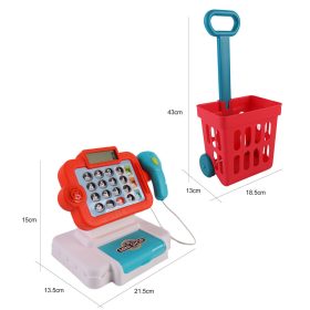   Játék bolti pénztárgép tele bevásárlókocsival, 32 db-os