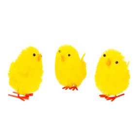   Húsvéti dekoráció - csibe szett - sárga - 6,7 x 5 cm - 3 db / csomag