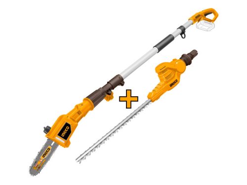 INGCO Akkus magassági sövény 460 mm és ágvágó 200 mm 0-400 mm 20 V (1 x 2,0 Ah akku + töltő)