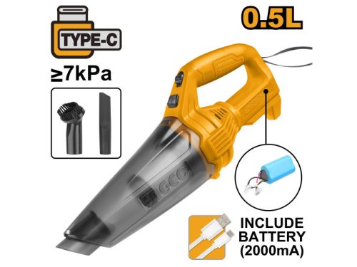 INGCO Akkus porszívó 0,5 l 5 V (2,0 Ah + USB-C töltő)