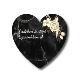   KEGYELETI SZÍV- MÁRVÁNYOS FEKETE "Emléked örökké..." 6x6,5 cm