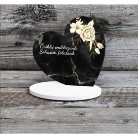 TALPAS SZÍV - FEKETE MÁRVÁNYOS - 18x18 cm